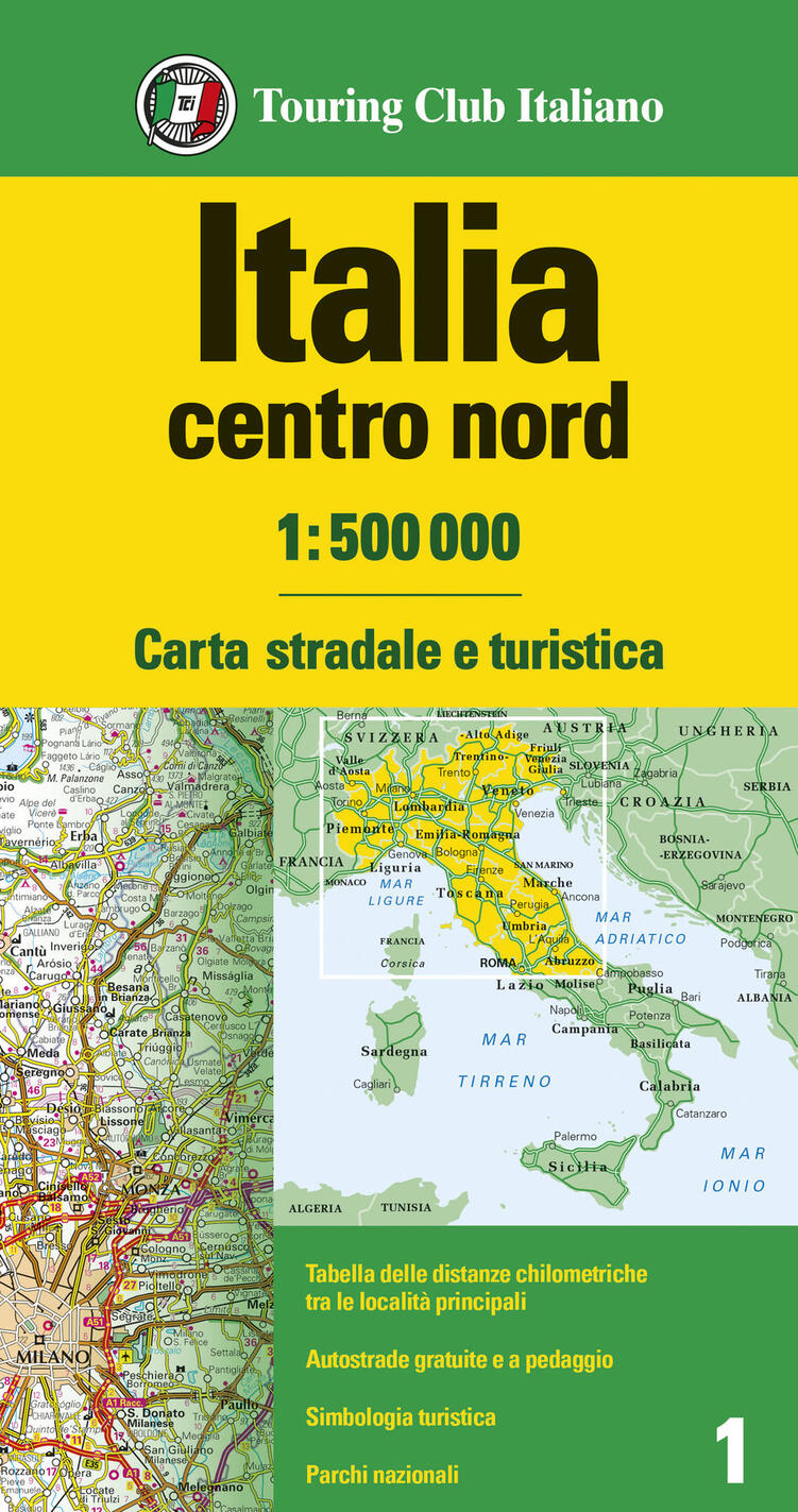 italia centro nord 1:500.000. carta stradale e turistica