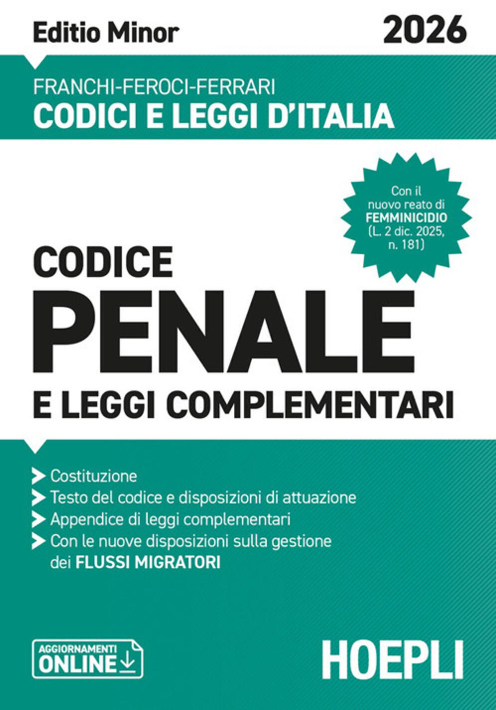 codice penale e leggi complementari. editio minor 2026. nuova ediz.